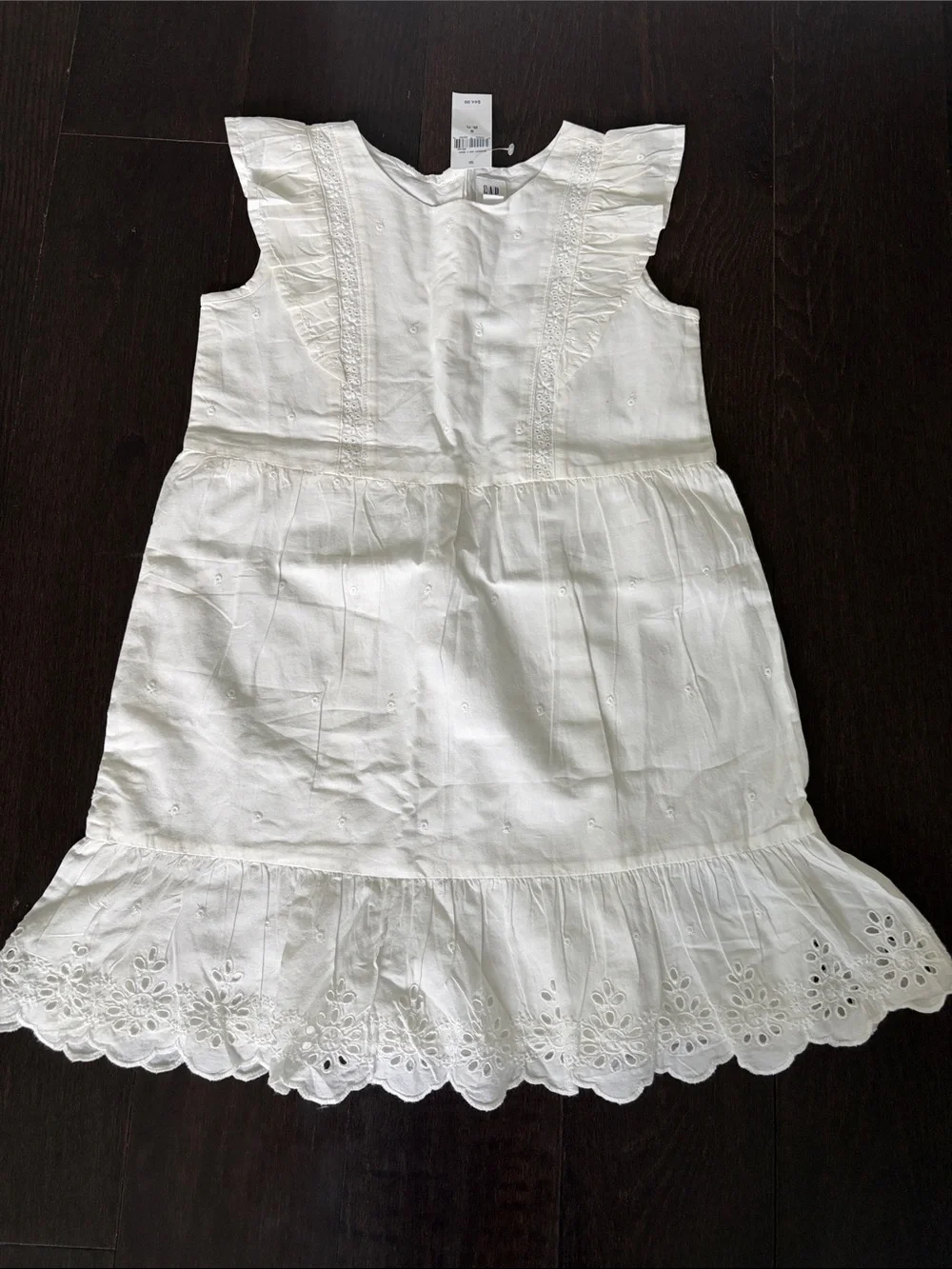 GAP Kids Girls White Eyelet Ruffle Dress NWT Small S 6-7